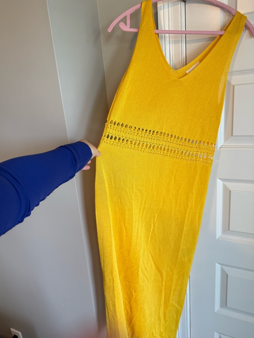 H&M Bright Yellow Crochet-Trim Maxi Dress